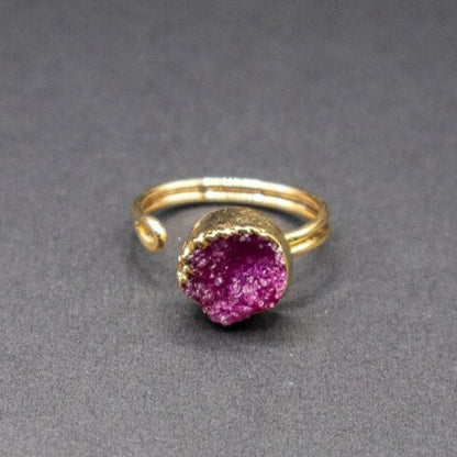 Purple Sugar Druzy Quartz Ring