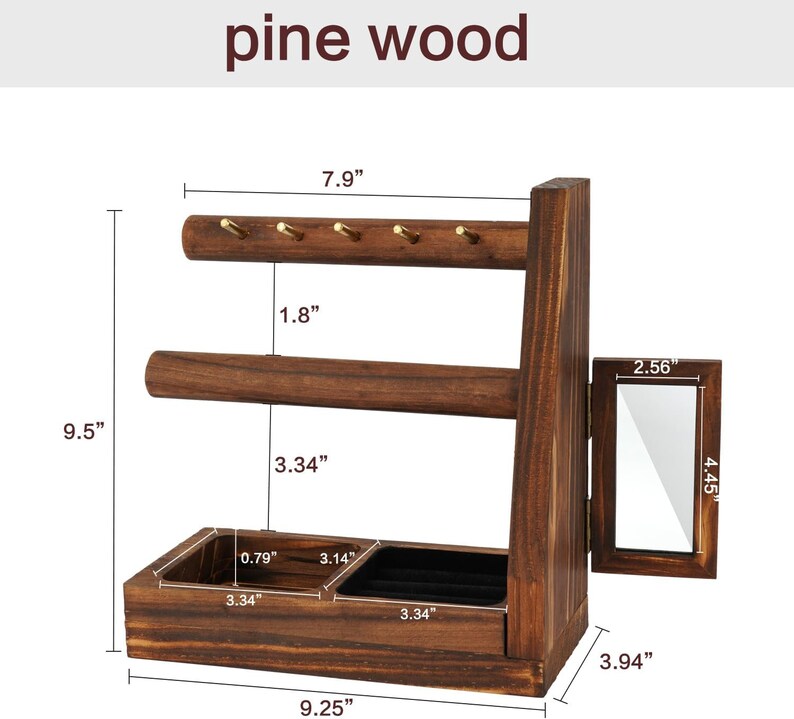 2 Tier Wooden Jewelry Holder Organizer