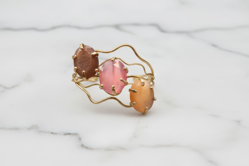 Golden Wave Triple Cat's Eye Bracelet