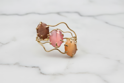 Golden Wave Triple Cat's Eye Bracelet