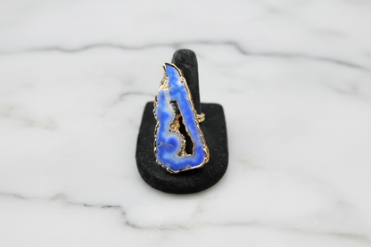 Azure Echo Agate Geode Ring