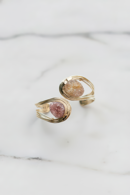 Modern Two-Tone Druzy Cuff Bracelet