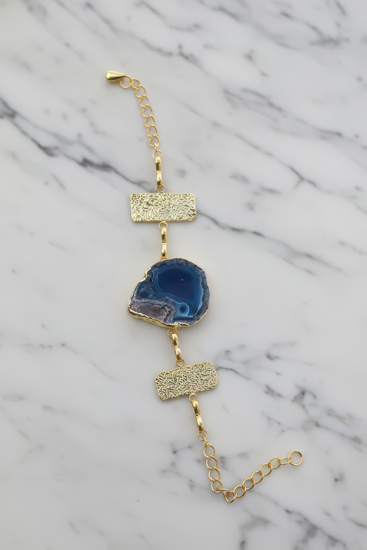 Artisan Blue Agate Cuff Bracelet